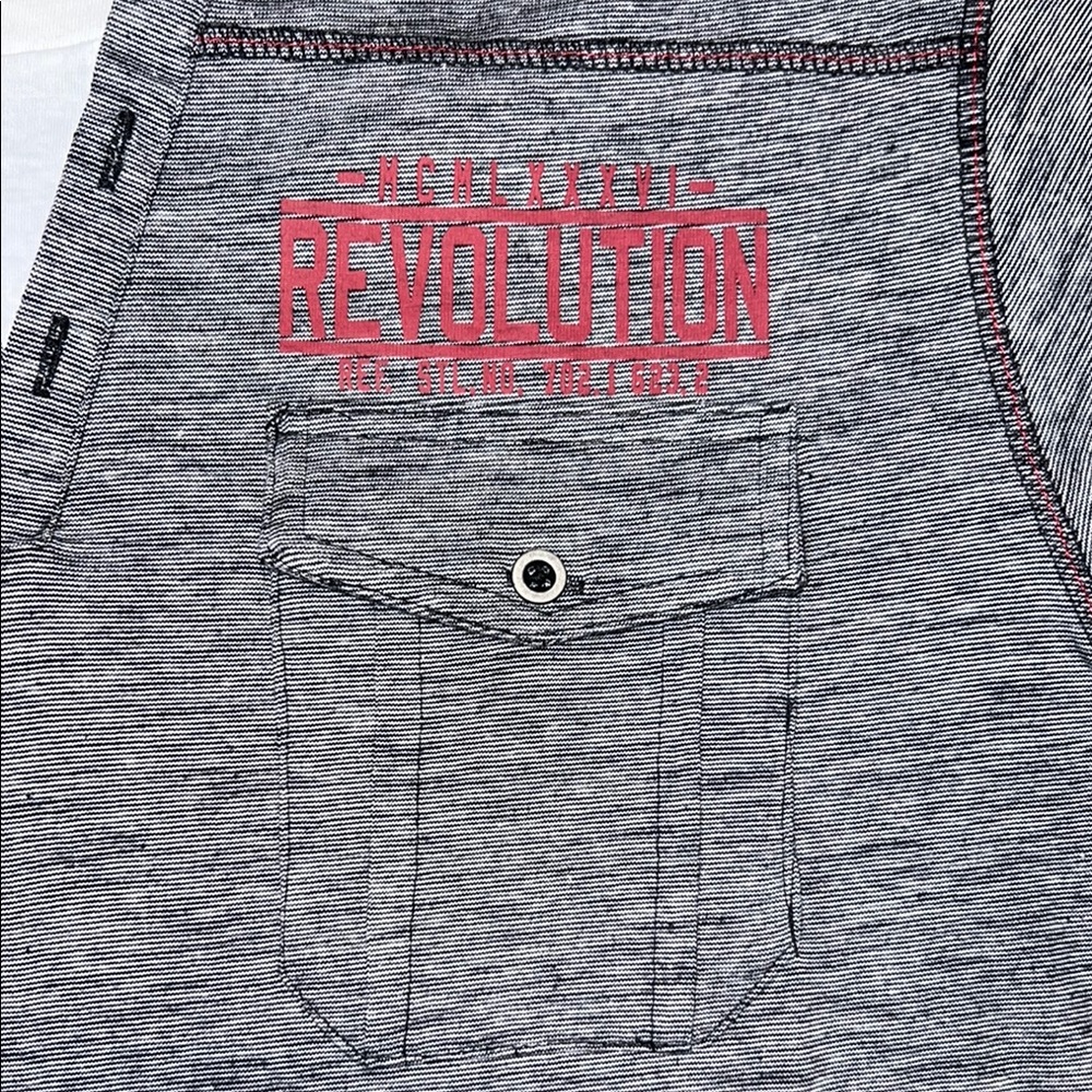 NWOT - RIVET61 Gray Short Sleeve Henley Shirt - Picture 4 of 7